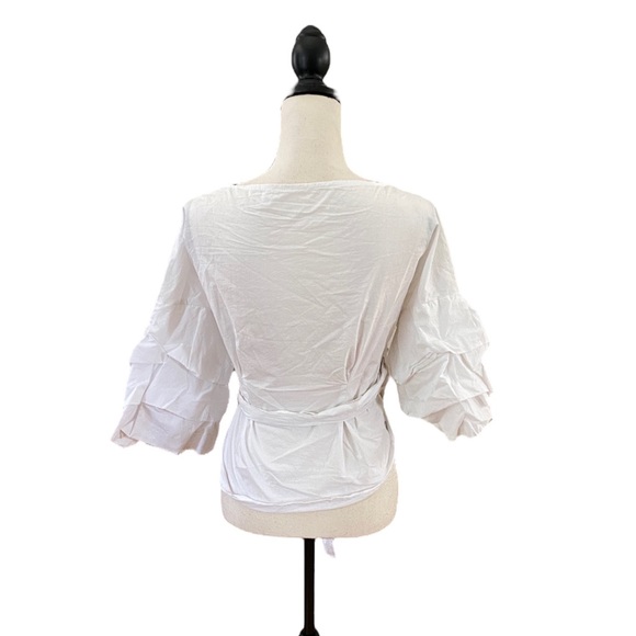 Puffy Sleeve Wrap Top - Picture 2 of 2